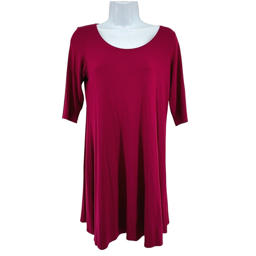 Eileen Fisher Tunic Dress Minimalist Quiet Luxury Casual Jewel Tone Women XS Red